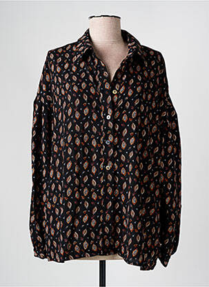Chemisier imprimé fantaisie manches longues noir MOLLY BRACKEN femme