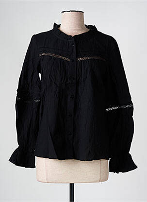 Chemisier coupe droite manches longues noir CALIE femme