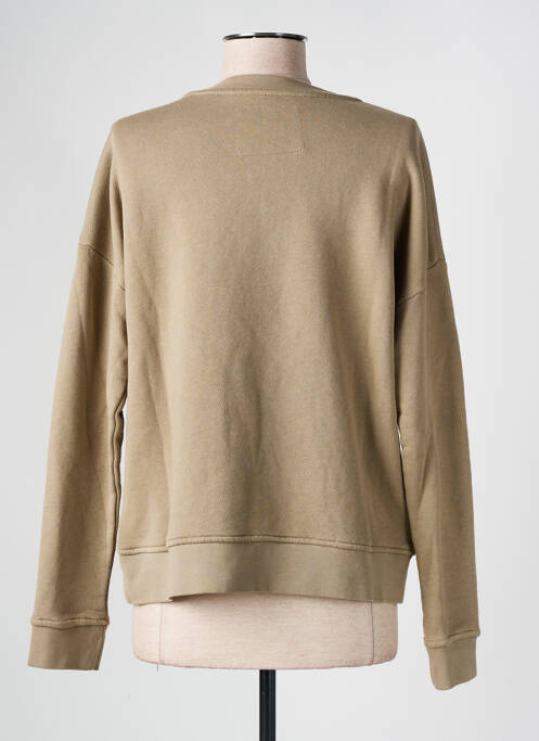 Sweat-shirt manches longues manches longues beige HAPPY femme