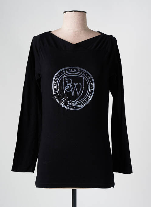Top coupe cintrée manches longues noir BLACK WELLIS femme