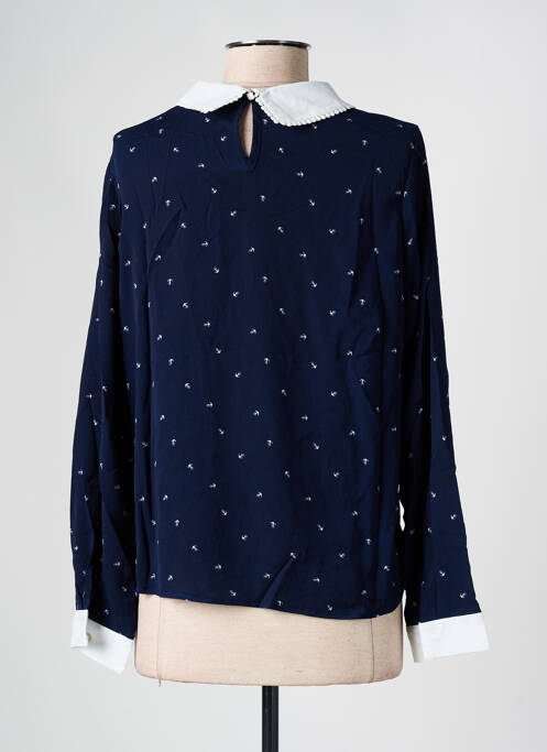 Blouse imprimé fantaisie manches longues bleu NOEMIE & CO femme