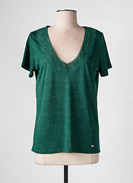T-shirt col v manches courtes vert LPB femme
