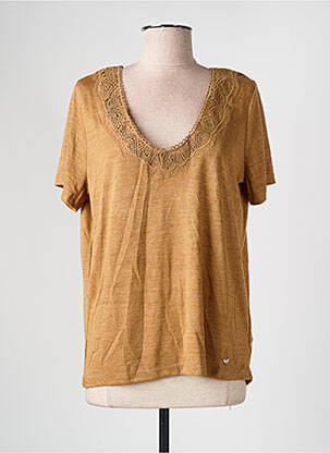 T-shirt col v manches courtes marron LPB femme