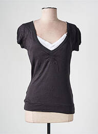 T-shirt col v manches courtes gris ONLY femme