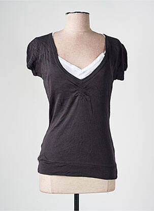 T-shirt col v manches courtes gris ONLY femme