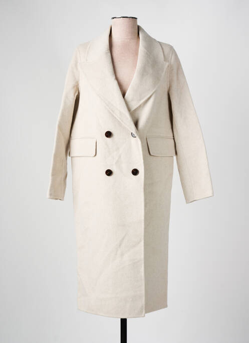 Manteau long coupe droite sans capuche beige SEE U SOON femme