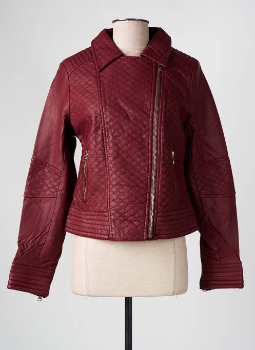 Veste simili cuir coupe cintrée rouge SOFTY femme