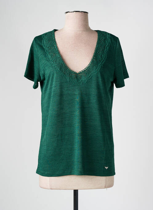 T-shirt col v manches courtes vert LPB femme