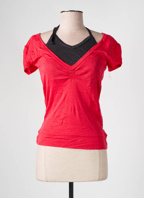 T-shirt col v manches courtes rouge ONLY femme