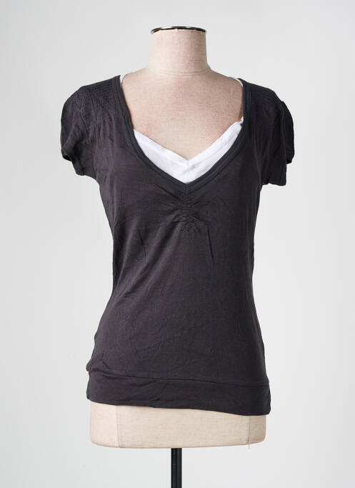T-shirt col v manches courtes gris ONLY femme