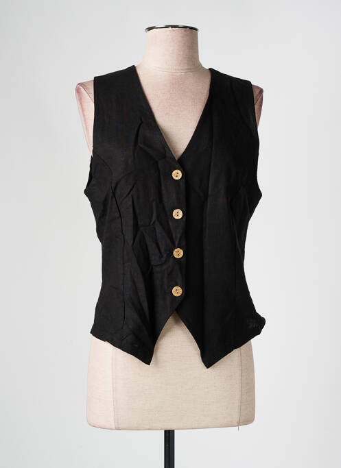 Gilet sans manche noir COULEURS DU TEMPS pour femme