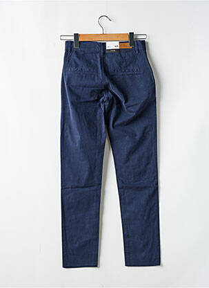 Pantalon chino tissage popeline taille haute bleu F.A.M. femme