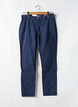 Pantalon chino tissage popeline taille normale bleu F.A.M. femme