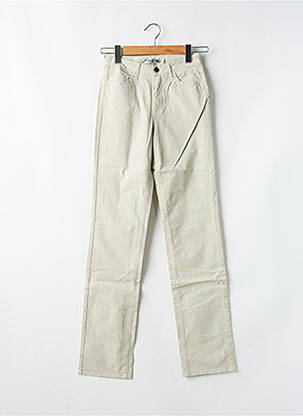 Pantalon droit tissage popeline taille normale beige KANOPE femme