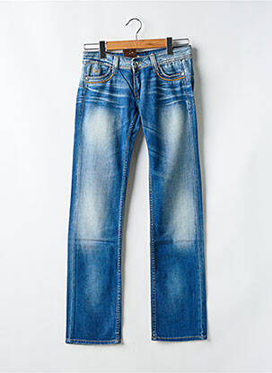 Jeans coupe droite effet usé délavé taille basse bleu KAPORAL femme