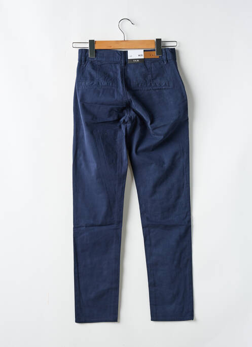 Pantalon chino tissage popeline taille haute bleu F.A.M. femme