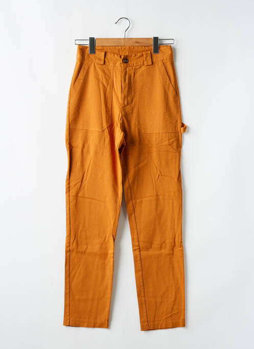 Pantalon droit tissage crêpe taille haute orange #OOTD femme