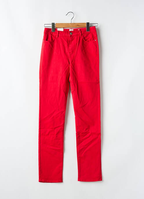 Pantalon droit tissage popeline taille normale rouge KANOPE femme
