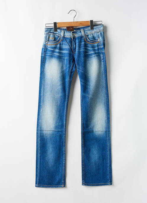 Jeans coupe droite effet usé délavé taille basse bleu KAPORAL femme