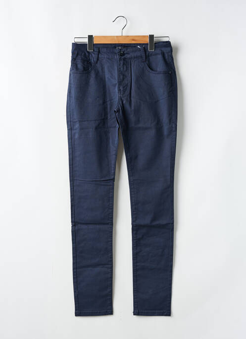 Pantalon slim tissage popeline taille normale bleu KY CREATION femme