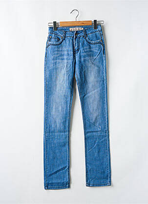 Jeans coupe slim effet usé délavé taille basse bleu ONADO femme