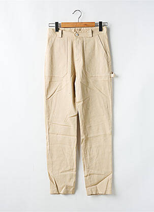 Pantalon droit taille à pinces taille haute beige #OOTD femme