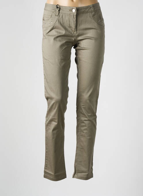 Pantalon slim broderie rivets taille basse gris LES P'TITES BOMBES femme