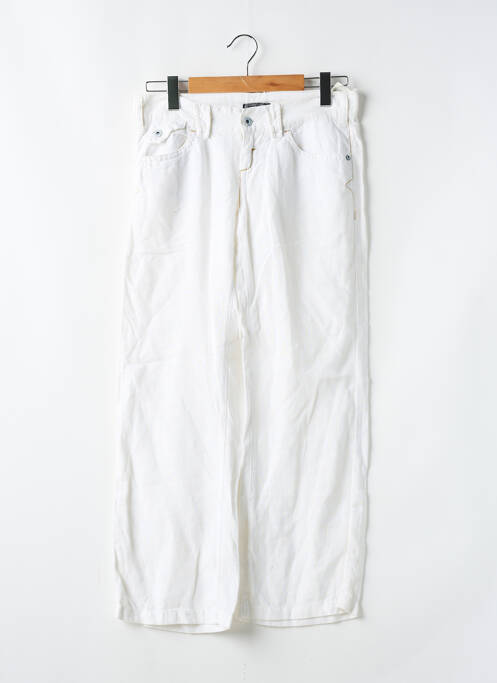 Pantalon droit fermeture zippée sous rabat boutonné taille basse blanc ONLY femme