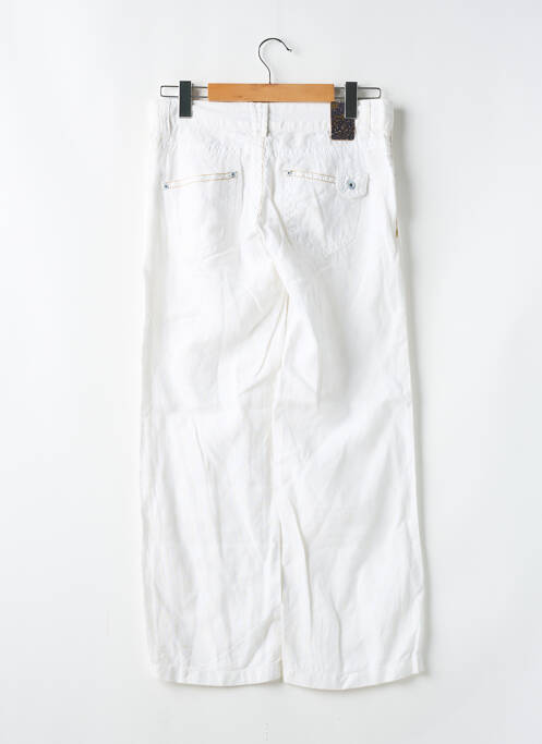 Pantalon droit fermeture zippée sous rabat boutonné taille basse blanc ONLY femme