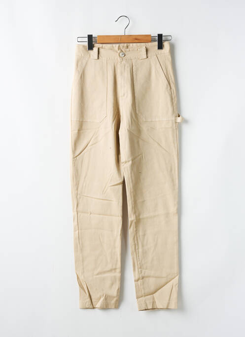 Pantalon droit taille à pinces taille haute beige #OOTD femme