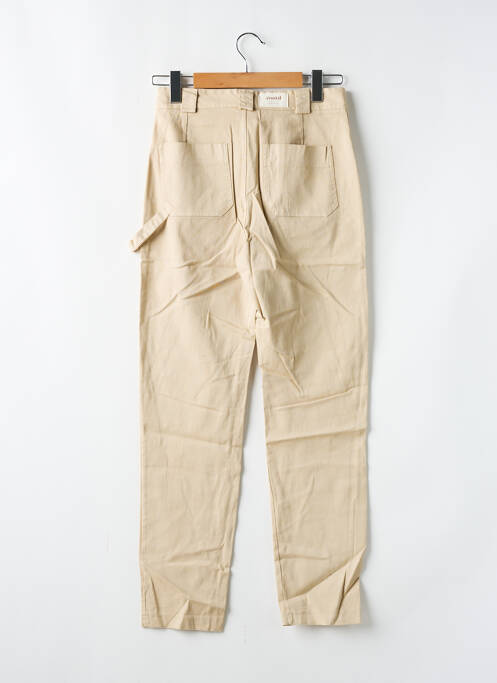 Pantalon droit taille à pinces taille haute beige #OOTD femme