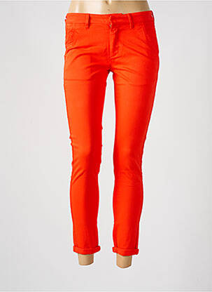 Pantalon chino tissage popeline taille normale orange clair REIKO femme