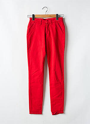 Pantalon chino tissage popeline taille normale rouge REIKO femme