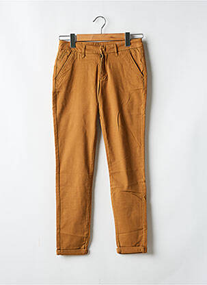 Pantalon chino tissage popeline taille normale marron clair REIKO femme