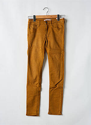 Pantalon slim tissage popeline taille normale marron REIKO femme