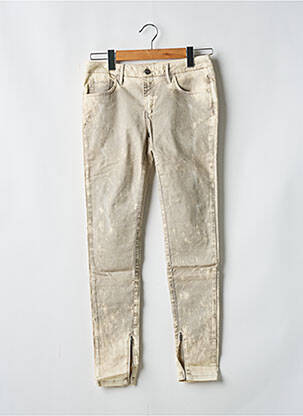 Pantalon slim tissage popeline taille normale beige REIKO femme
