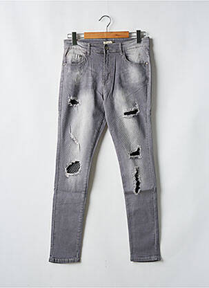 Jeans coupe slim effet usé délavé taille normale gris ROSE PLAYER femme