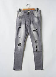 Jeans coupe slim effet usé délavé taille normale gris ROSE PLAYER femme