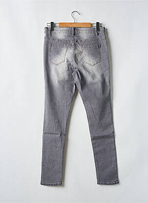 Jeans coupe slim effet usé délavé taille normale gris ROSE PLAYER femme