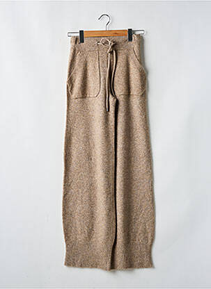Pantalon large taille normale taille normale marron SUNCOO femme