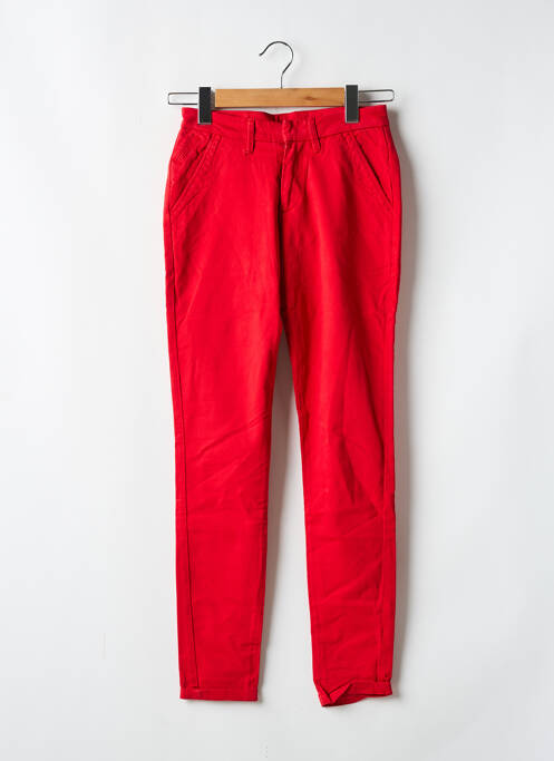 Pantalon chino tissage popeline taille normale rouge REIKO femme