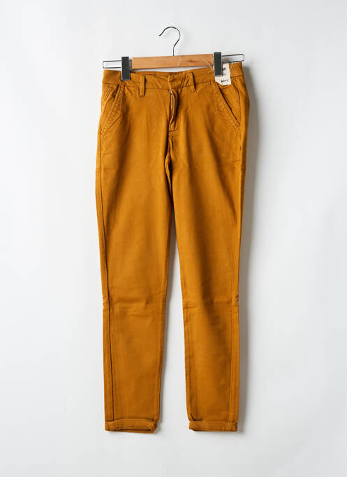 Pantalon chino tissage popeline taille normale marron REIKO femme