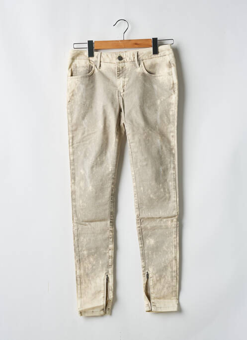 Pantalon slim tissage popeline taille normale beige REIKO femme