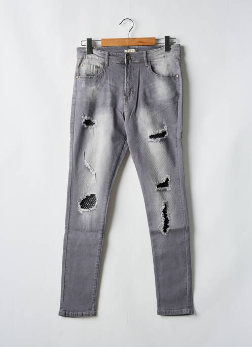 Jeans coupe slim effet usé délavé taille normale gris ROSE PLAYER femme