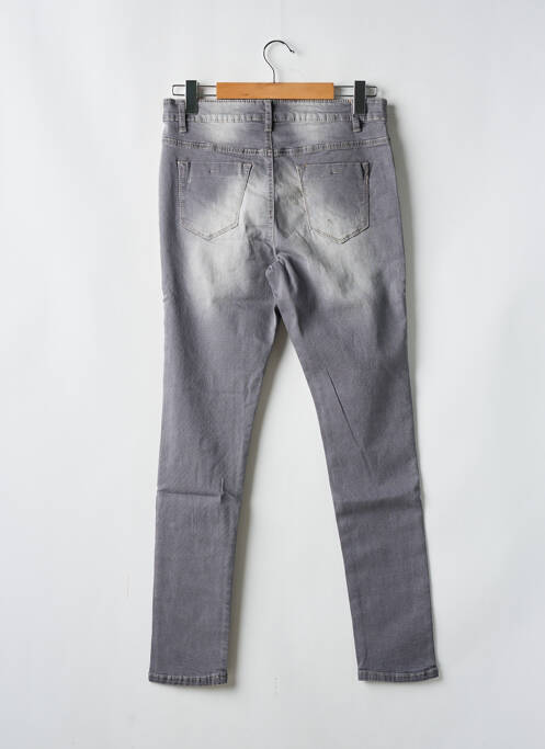 Jeans coupe slim effet usé délavé taille normale gris ROSE PLAYER femme