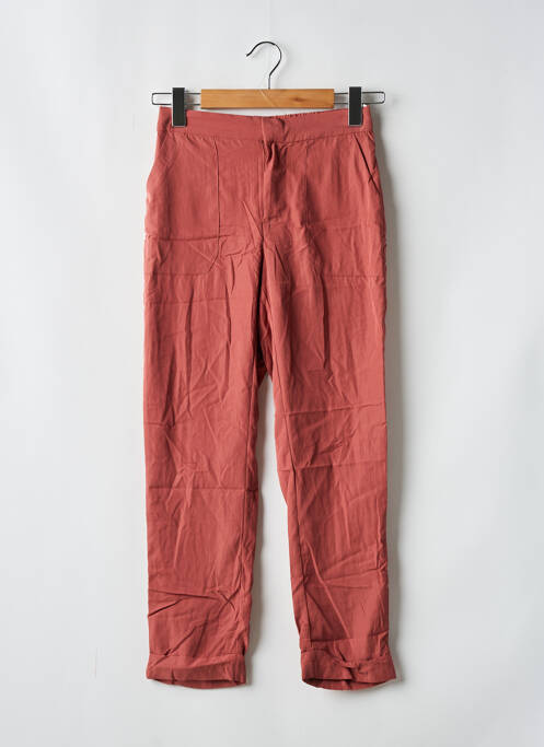 Pantalon droit tissage popeline taille normale rose SEE U SOON femme
