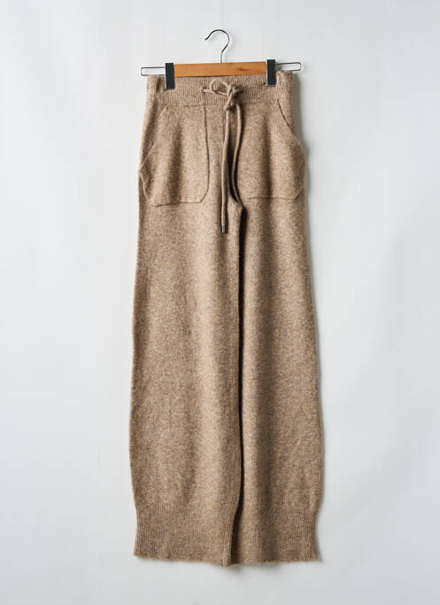 Pantalon large taille normale taille normale marron SUNCOO femme