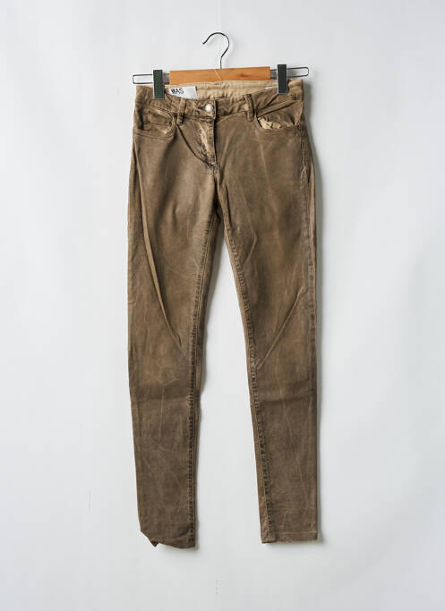 Pantalon slim tissage enduit taille normale marron WAS femme
