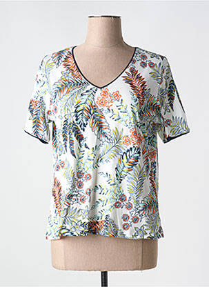 T-shirt col v manches courtes beige GRIFFON femme
