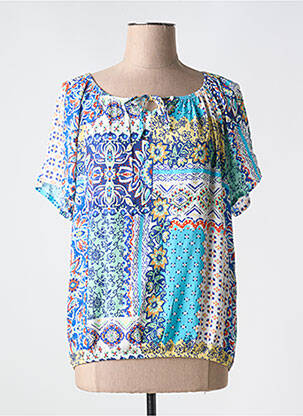Blouse imprimé fantaisie manches courtes bleu TELMAIL femme